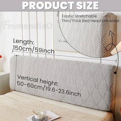 Framendino, Stretch Headboard Protector Cover for King Size Bed Bedroom Décor (Light Grey)