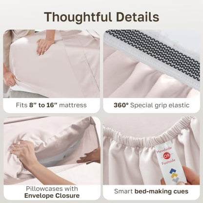 California Design Den 100% Egyptian Cotton Cal King Sheets Set, Soft Rose