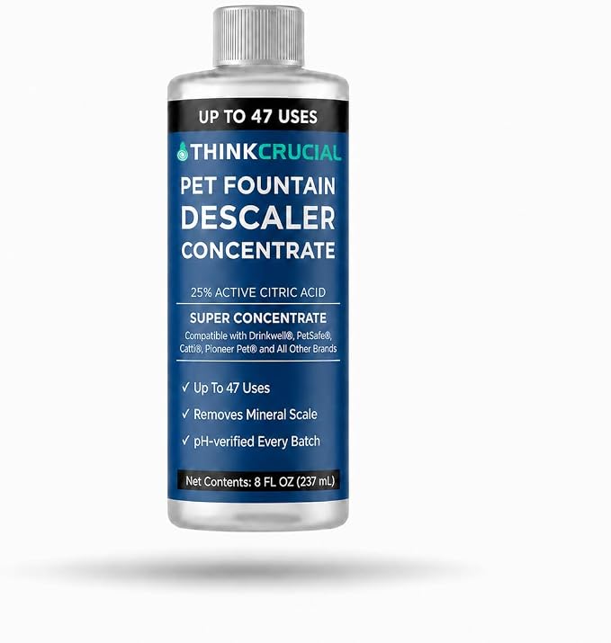 Think Crucial Pet Fountain Descaler – Drinkwell PetSafe Catit PETLIBRO – 47 Uses – 8 fl oz