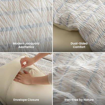 SLEEP ZONE Comforters King Set, Modern Boho Bedding Set Beige 3 Pcs