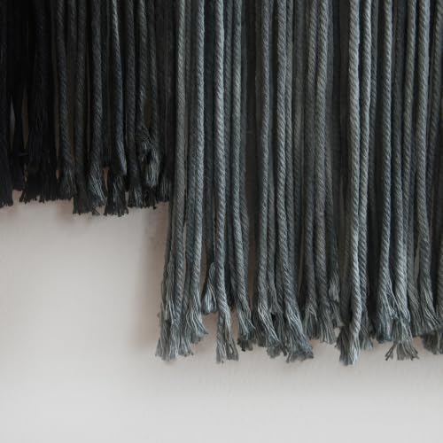 Macrame Wall Hanging Grey Dip Dye Boho Fiber Art for Bedroom 27"W x 19"L