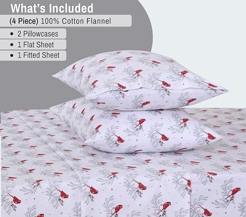 RUVANTI Flannel Sheets Set California King Size, Cardinal