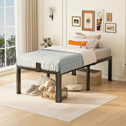 Yitong Angel 18 inch Twin XL Bed Frame with Round Corner Legs Mattress Slide Stopper,3500 lbs Heavy Duty Metal Platform,No Box Spring Needed,Easy Assembly,Noise Free
