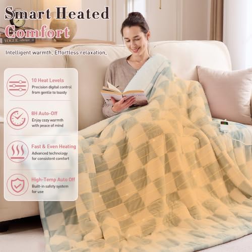 Heated Blanket Electric Full Size 72"X84", Heating Blanket Full, Misty Blue