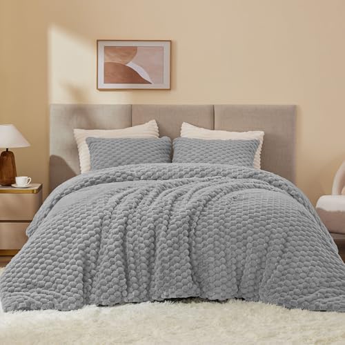 BEDELITE Fluffy Twin/Twin XL Comforter Set, Light Grey Bed Set 2 Pieces
