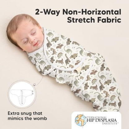 KeaBabies 3-Pack Organic Baby Swaddles for Newborns, Dino Ridge, 3-6M