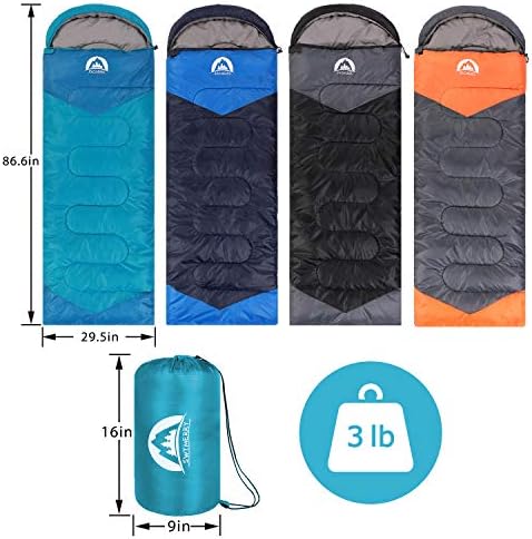 SWTMERRY Sleeping Bag 3 Seasons (Summer, Spring, Fall) Warm & Cool Weather - Lightweight,Waterproof Indoor & Outdoor Use for Kids, Teens & Adults for Hiking and Camping