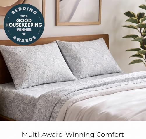 Mellanni Iconic 4-Piece, Ultra Soft Sheet Set (Queen, Paisley Gray)
