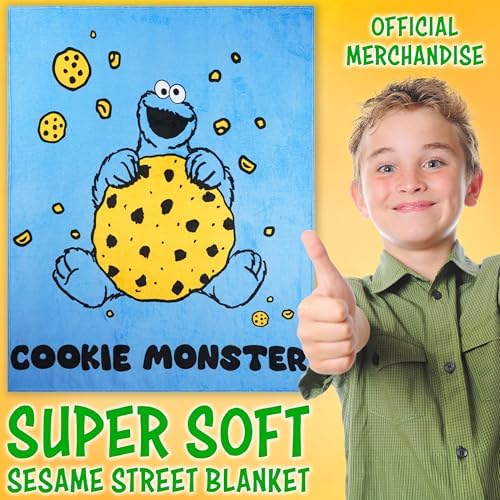 Get Trend Cookie Monster Fleece Throw Blanket for Boys, Girls, 51 x 59 in