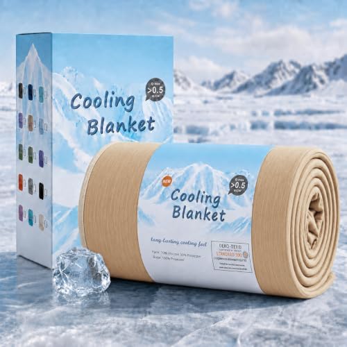 Topcee Cooling Blanket (90"x90"Queen Size) for Night Sweats Absorbs Heat to Keep Adults Cool on Warm Nights, Q-Max 0.5 Cooling Blankets for Hot Sleepers, Ultra-Cool Lightweight Blanket for Bed