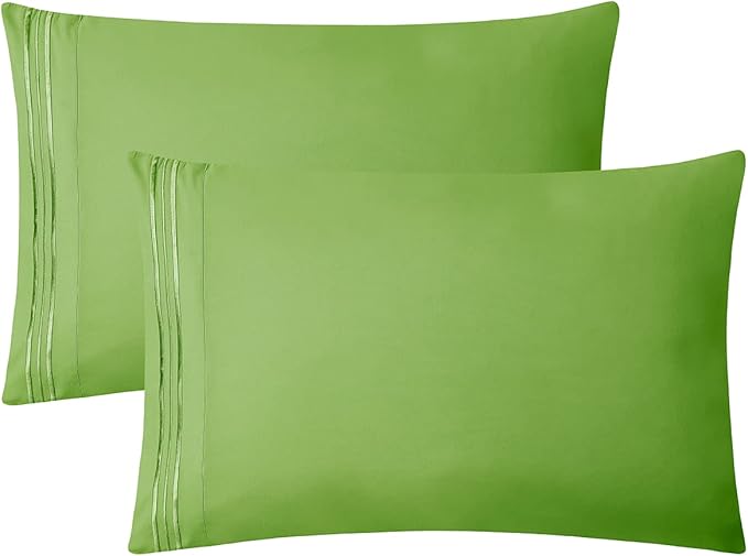 Clara Clark Bed Sheets, Premier 1800 Series 4 Piece Bed Sheet Set, Deep Pocket, Wrinkle, Fade, Stain Resistant, Luxury Soft Bedding Sheets & Pillowcases, Twin, Garden Green