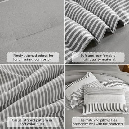 Full Size Comforter Sets for College Dorm,Kids Striped Comforter Set