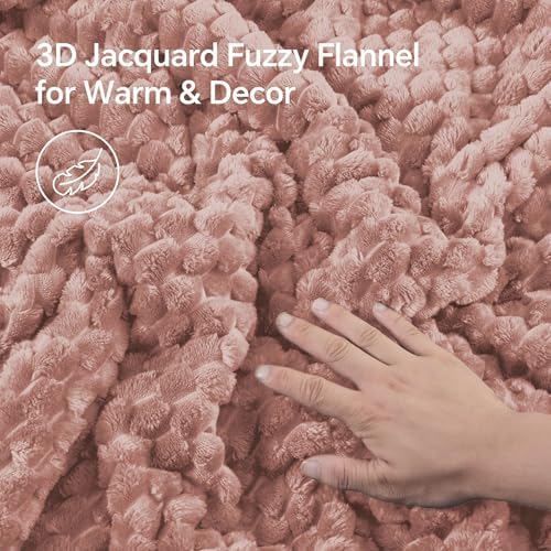 BEDELITE Fluffy Full Size Comforter Set, Dusty Pink Fleece Bed Set 3 Pieces