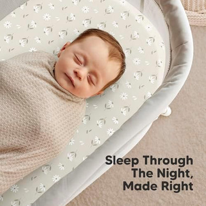 2pk Organic Baby Bassinet Sheets Boys, Girls, Fitted Sheet (Daisies)