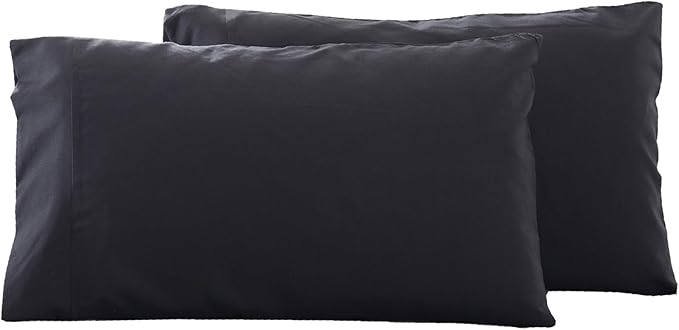 Microfiber Queen Bed Pillowcases 2 Pack, Super Soft Bed Pillow Covers Envelope Closure, Wrinkle, Fade and Stain Resistant, 20x30, Black