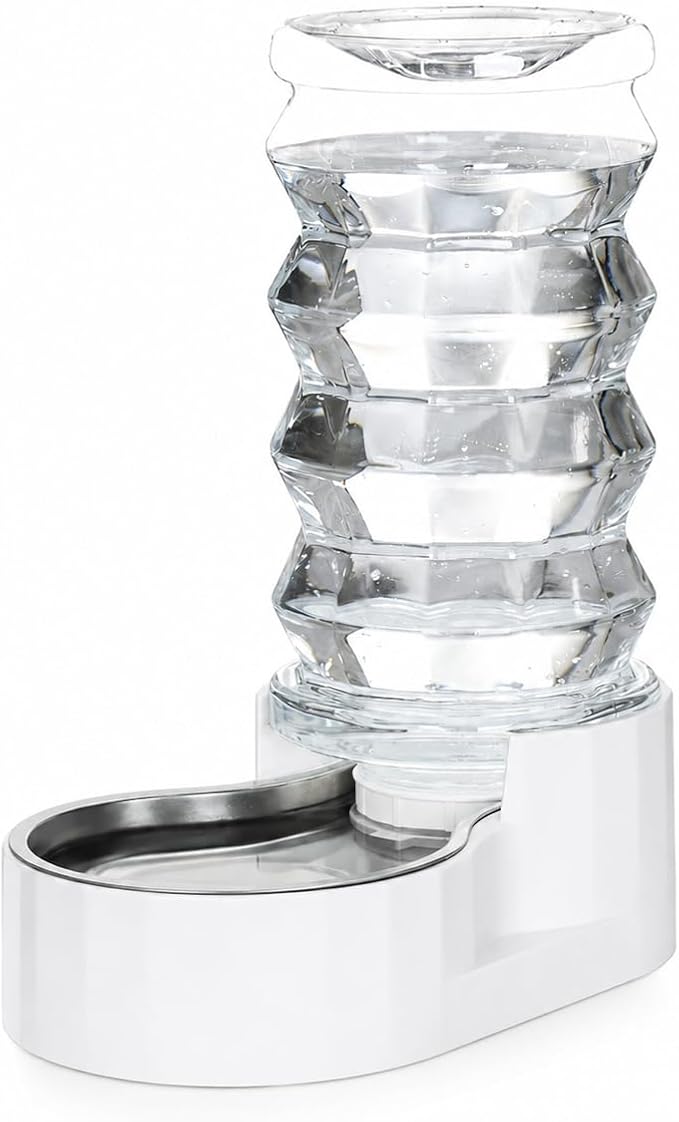 RIZZARI 8L Gravity Dog Water Dispenser: Stainless Steel Bowl Anti-Splash | Wide Mouth Easy Cleaning/ Dishwasher Safe/No Electricity Needed/ Filtered Fresh Water / Multi-Pet Homes