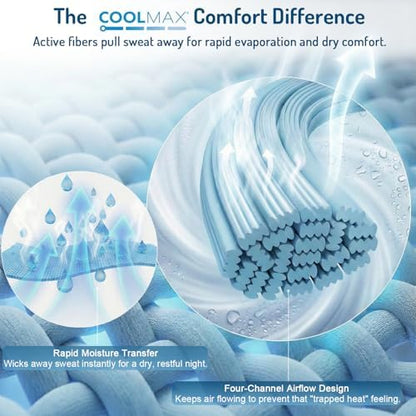 Coolmax® Cooling Sheets for Hot Sleepers, Queen Size, Light Grey