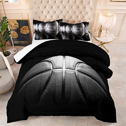 Tailor Shop Boys Comforter Set Queen Size Basketball Bedding Sets for Boys Sports Comforter for Kids with 2 Pillowcases……