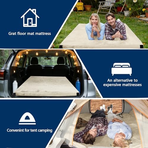 CYMULA Memory Foam Camping Mattress Pad, Sleeping Mat, Portable Roll Up Mattress for Adults, Camping Bed Pads for Sleepover, Car Bed with Travel Bag