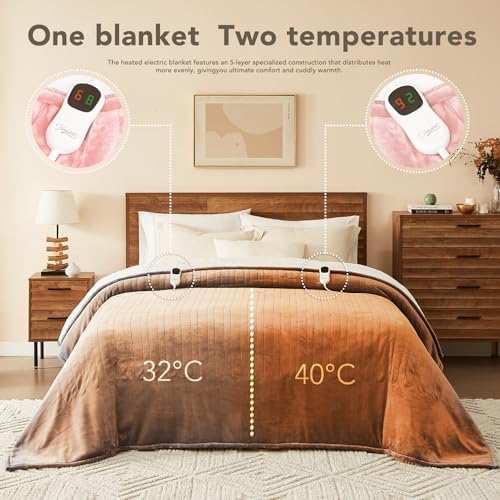Homemate Heated Electric Blanket Queen Size 84"x 90" Heating Blanket