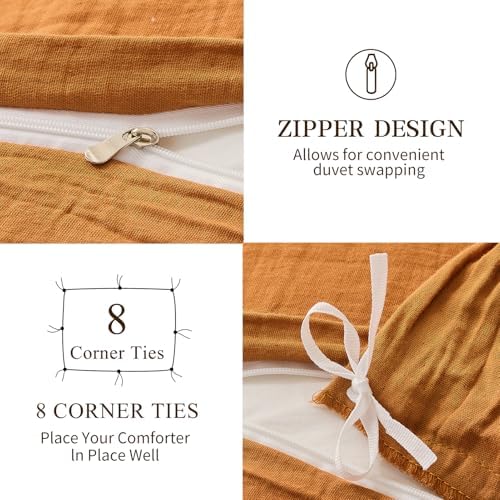 MEISHANG Muslin Duvet Cover King Size - 100% Organic Cotton