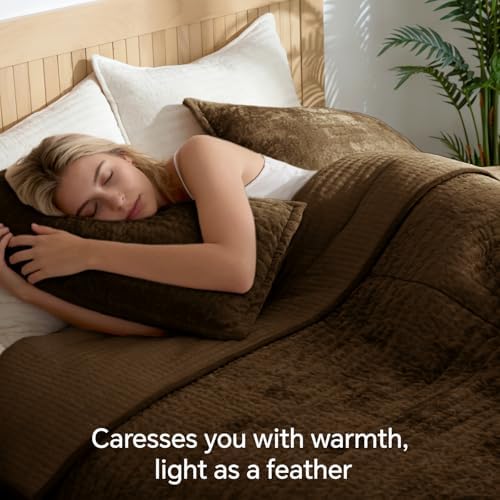 BEDELITE Velvet Quilt Set King Size, Luxury Velvet Comforter Bedding
