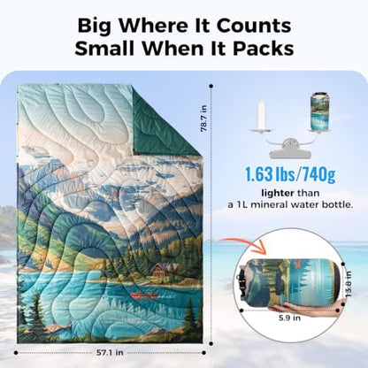 KingCamp Ultralight Camping Blanket, Wearable Packable Blanket,79"x57"