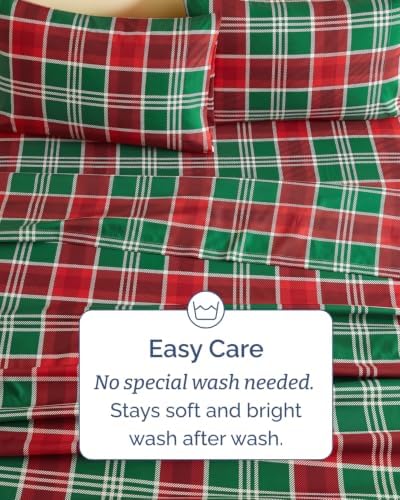 Christmas Sheet Set, Highland Tartan, Holiday Xmas Bedding Set - Queen Size