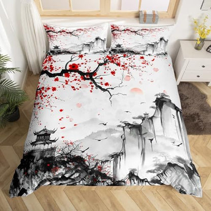 Feelyou Cherry Blossoms Duvet Cover Twin Size Boys Girls Teens