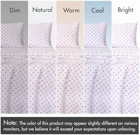 RUVANTI 100% Cotton Percale King Sheets, Percale Weave, Block Print Motif