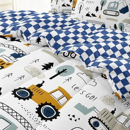 Construction Cars Bedding Set for Boys, Full Size, 5-Pcs