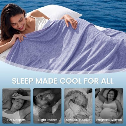 Topcee Cooling Blanket for Night Sweats Absorbs Heat to Keep Adults, Children Cool on Warm Nights, Q-Max 0.5 Cooling Blankets for Hot Sleepers, Ultra-Cool Lightweight Sofa Throw Blanket (50"x70")