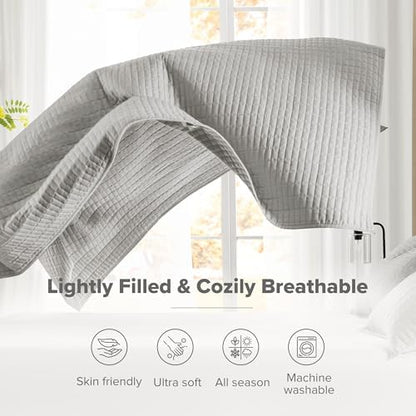Comfort Spaces Oversized Bedspread King Quilt Set 3 Piece 120 x 118" Grey