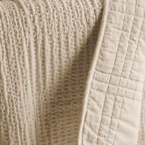 Levtex Home - Cloud Waffle - Throw - Waffle Textured - Taupe - Throw (50x60in.) - Cotton