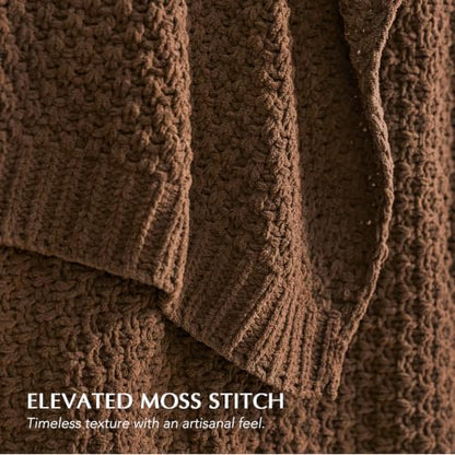 EVERGRACEHOME Chunky Chenille Knit Throw Blanket, 50 x 60, Burnt Orange