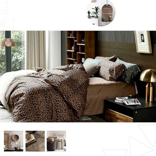 mixinni Animal Cheetah Comforter Set Full 3 Pieces Leopard Print Comforter Sexy Soft Fluffy Brown/Black Floral Printed Pattern Bed Set with 2 Pillowcases for All Season-Full Size