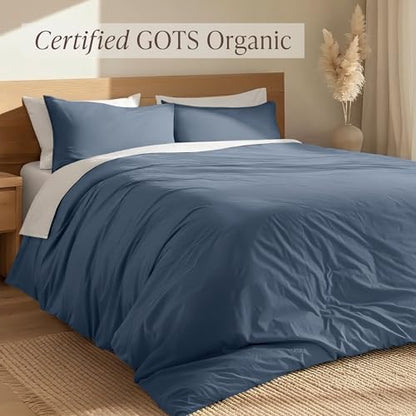 Bare Home 100% Organic Cotton Duvet Cover Set (Twin/Twin XL, Bering Sea)