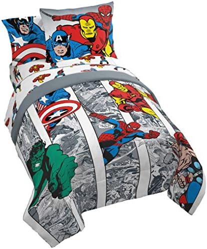 Marvel Comics Avengers Full Size Comforter Set 7 Piece Kids Bedding, Multi