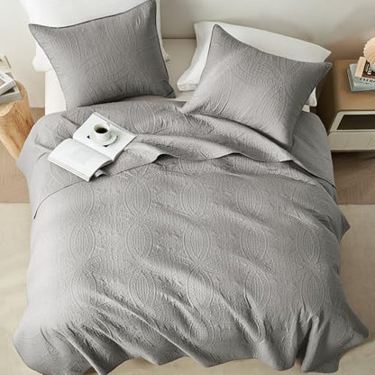 akkialla King Quilt Bedding Set,Grey Ultrasonic King/Cal King Quilt Set,Lightweight Soft Bedspread Coverlet,Modern Style Coin Pattern Bed Cover for All Seasons,3 Piece(1 Quilt,2 Pillow Shams)