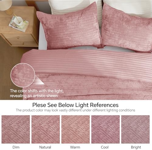 BEDELITE Velvet Quilt Set Queen Size, Luxury Velvet Comforter Bedding