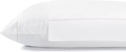 Linen Home 100% Cotton Percale Moon Scallop Hem Pillowcases Queen/Standard Size, Peach, 2 Pieces of Pillow Case, Crisp and Cool Strong Bed Linen, 20 inches X 30 inches