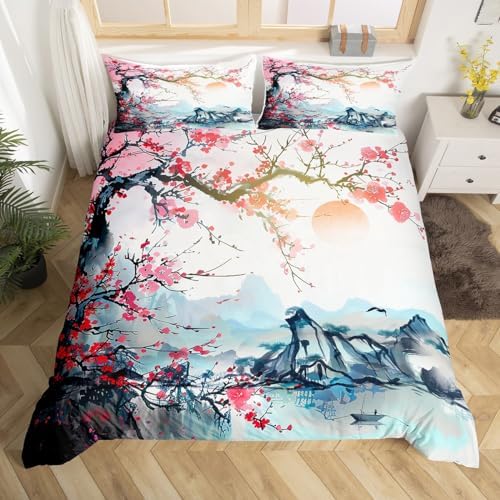 Feelyou Cherry Blossoms Duvet Cover King Size Boys Girls Teens