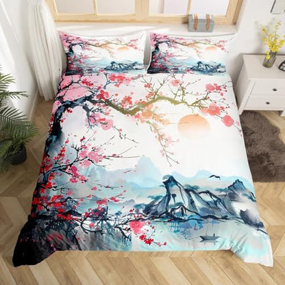 Feelyou Cherry Blossoms Duvet Cover King Size Boys Girls Teens