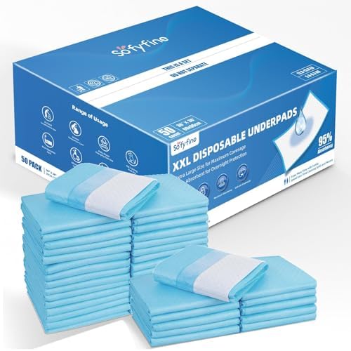 SOFYFINE 100 Count Extra Large Chucks 36"x36" Thicken Elderly Adults Incontinence Bed Pads Disposable, Heavy Duty Absorbency Underpads Waterproof, XXL Extra Large Puppy Pee Training Pad