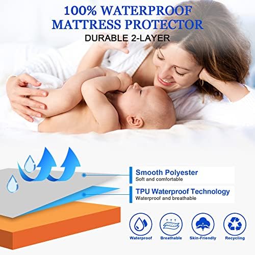 Sufdari Cal King Mattress Protector,Waterproof Mattress Protector,Fitted Sheet Style Mattress Cover with 18" Deep Pocket,Washable and Comfortable-Orange,California King