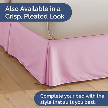 Bedskirt Twin Size Ruffle - 12 inch Drop Dust Ruffle Bed Skirt with Platform - Soft, Easy Fit, Premium Hotel Quality - Wrinkle, Fade & Shrink Resistant - for Women, Men, Kids and Teens - Light Pink