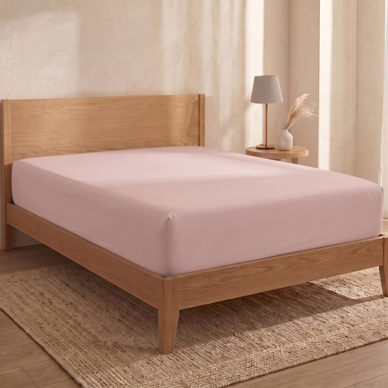 Bioweaves 100% Organic Cotton 1 Twin XL Fitted Sheet Only | 300 Thread Count Sateen Weave GOTS Certified with Deep Pocket - Dusty Rose