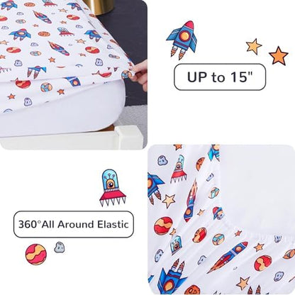 Viviland Twin Bedding Set for Boys 7 Piece Bed in a Bag with Comforter, Sheets, Pillowcases Soft Microfiber Kids Comforter Set, Oeko Certified, Machine Washable, Cosmic Adventure Theme