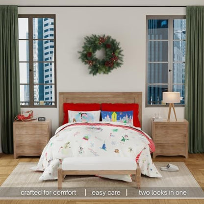 Elf Movie Christmas Bedding Set – 7 Piece Queen Size Holiday Reversible Microfiber Comforter & Sheet Set - Super Soft & Cozy, (Officially Licensed Product) by Franco Collectibles