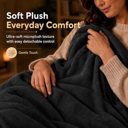 Electric Heated Blanket 72"x84" Full Size, Iron Grey